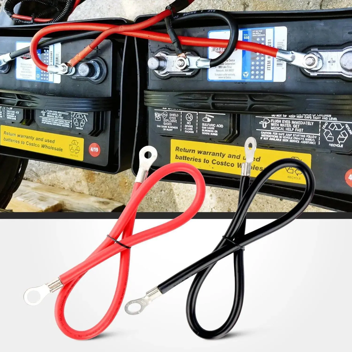 6AWG 20Inch Battery Inverter Cables Terminals