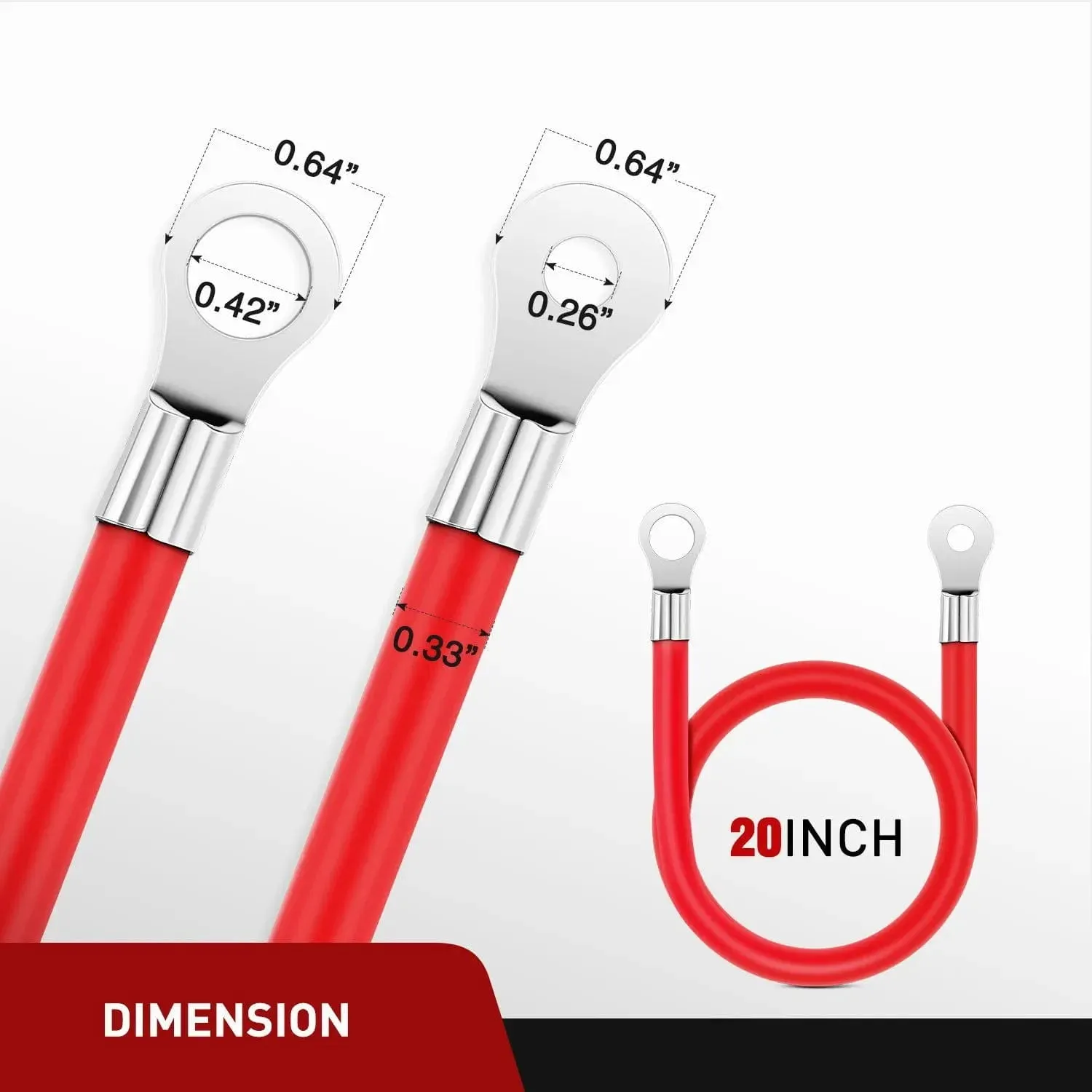 6AWG 20Inch Battery Inverter Cables Terminals