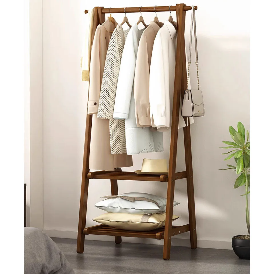 Bamboo Foldable Clothes Hanging Rack Garment Rack-66CM