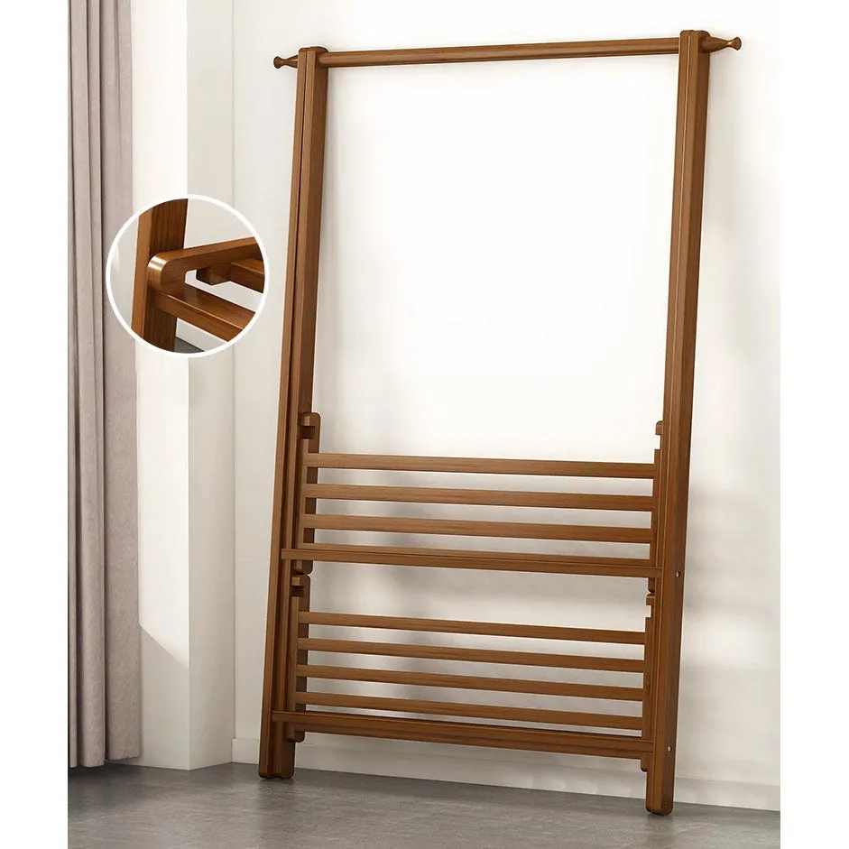 Bamboo Foldable Clothes Hanging Rack Garment Rack-66CM