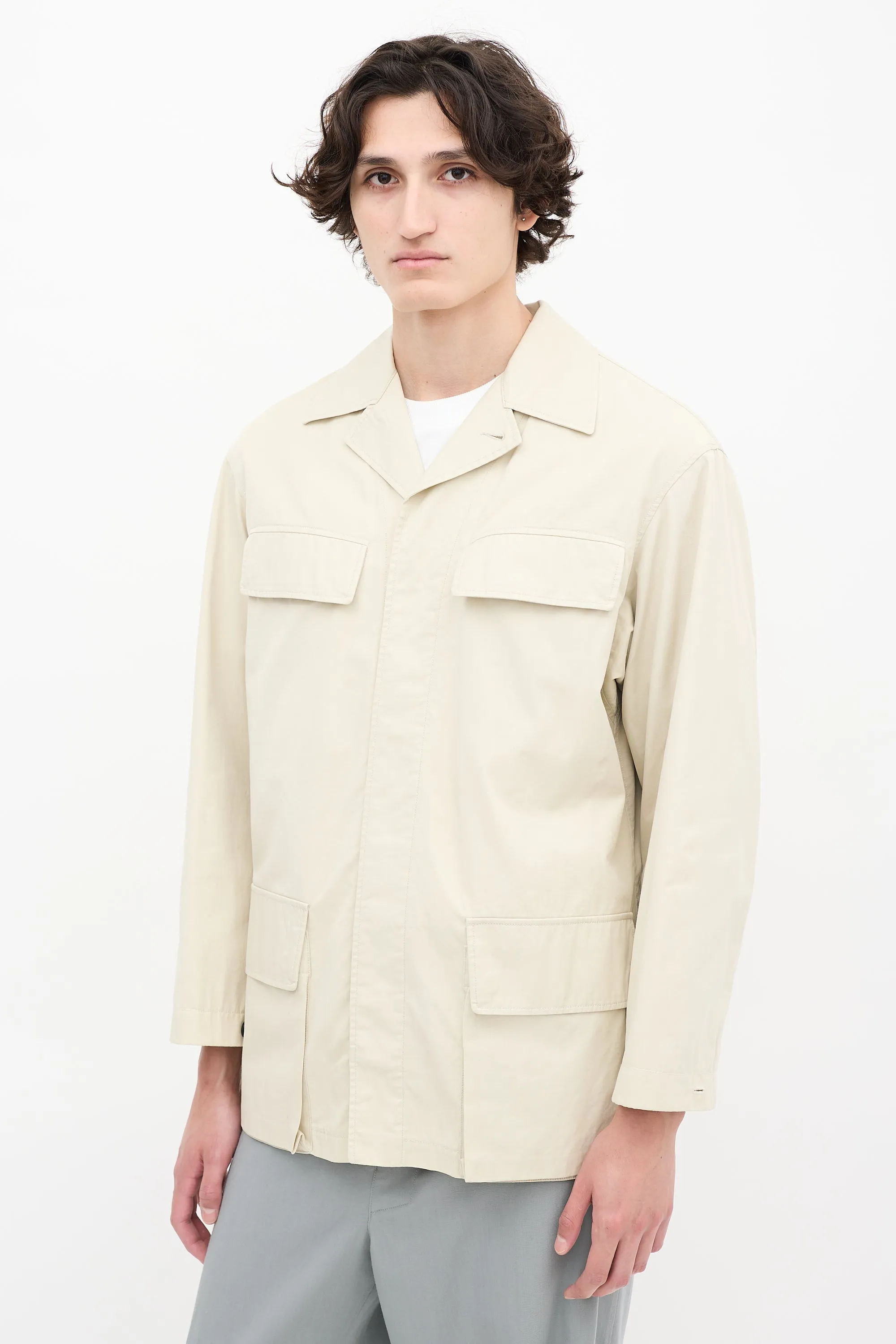 Beige Four Pocket Chore Jacket