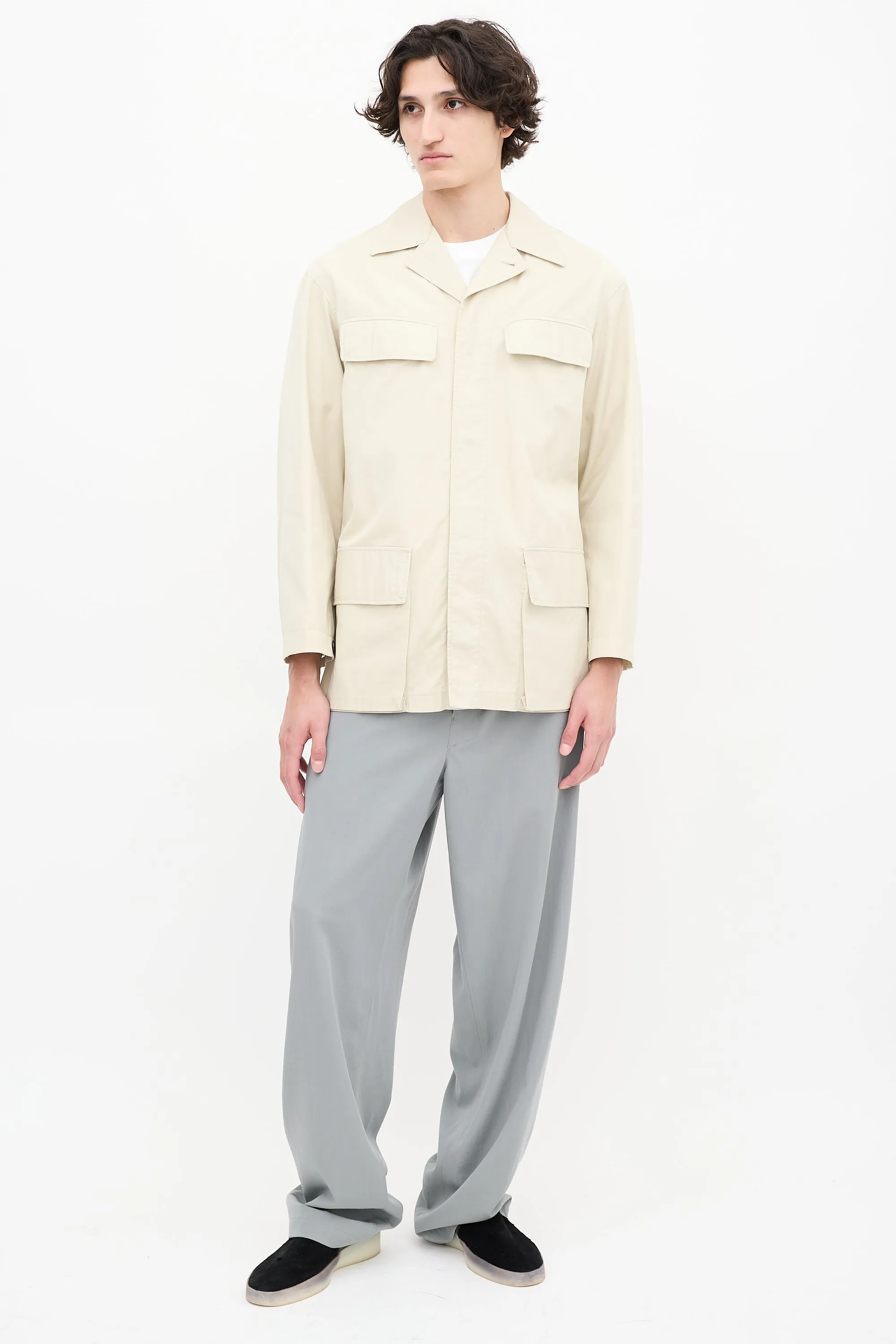 Beige Four Pocket Chore Jacket