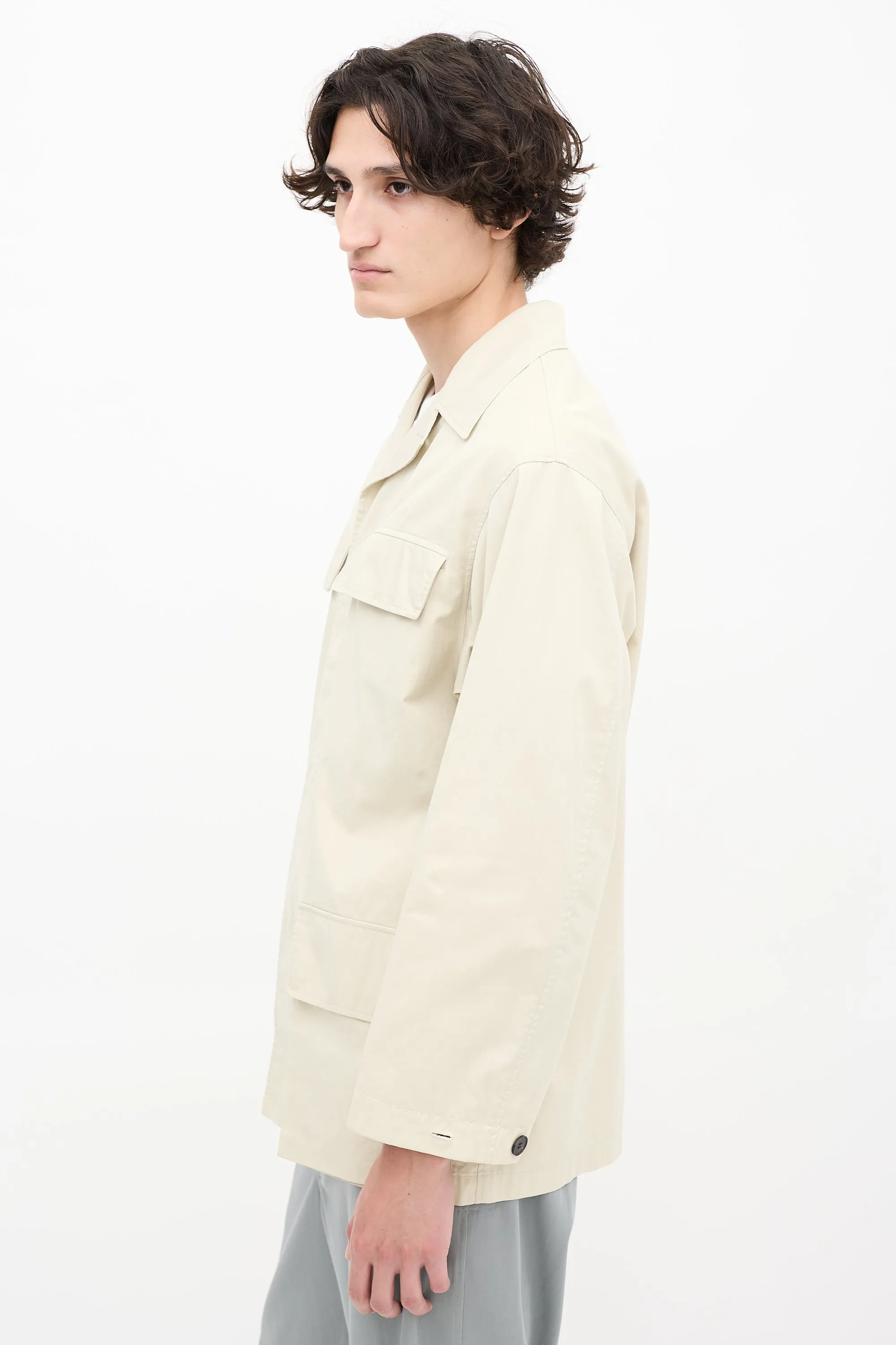 Beige Four Pocket Chore Jacket