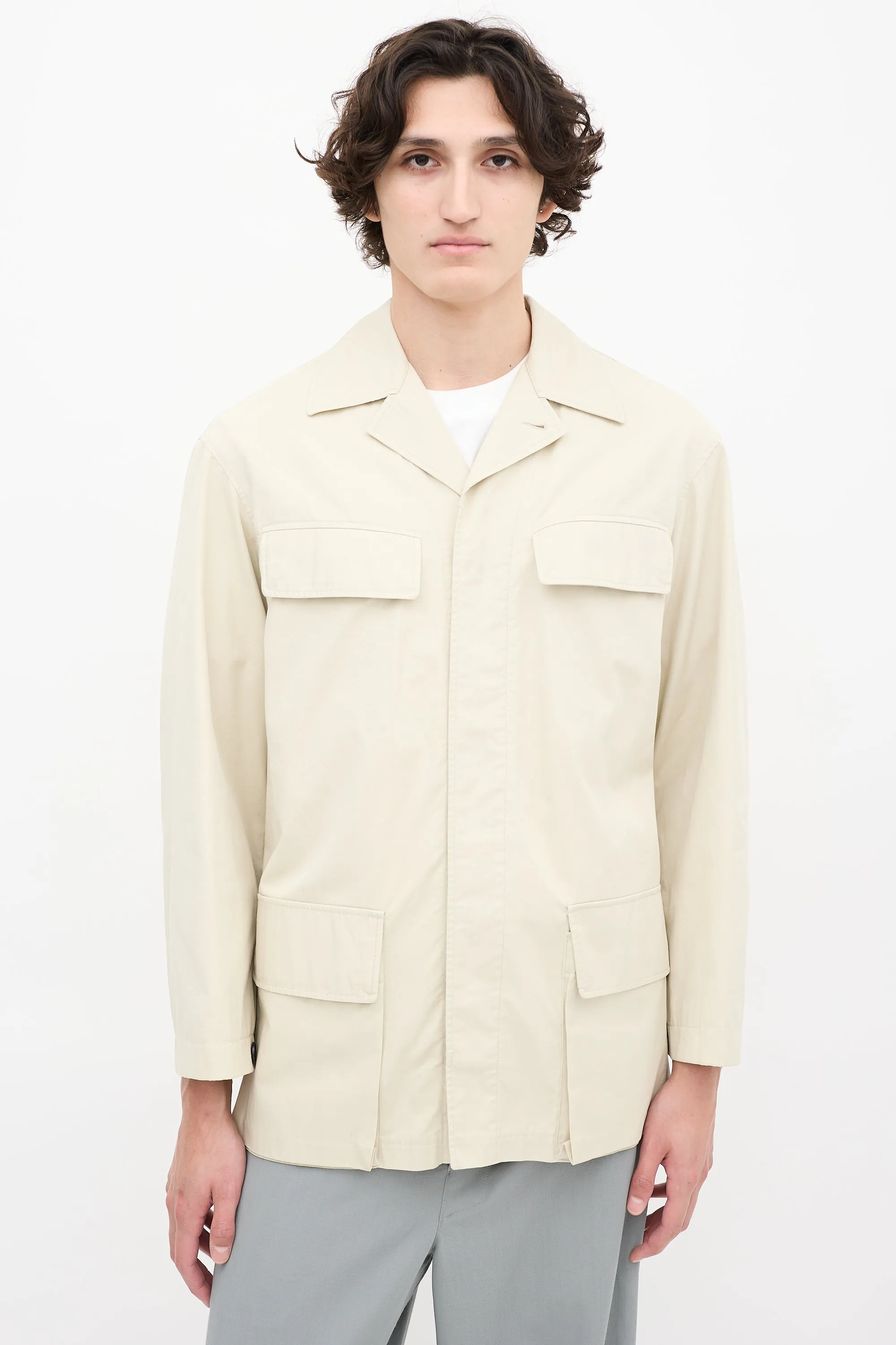 Beige Four Pocket Chore Jacket