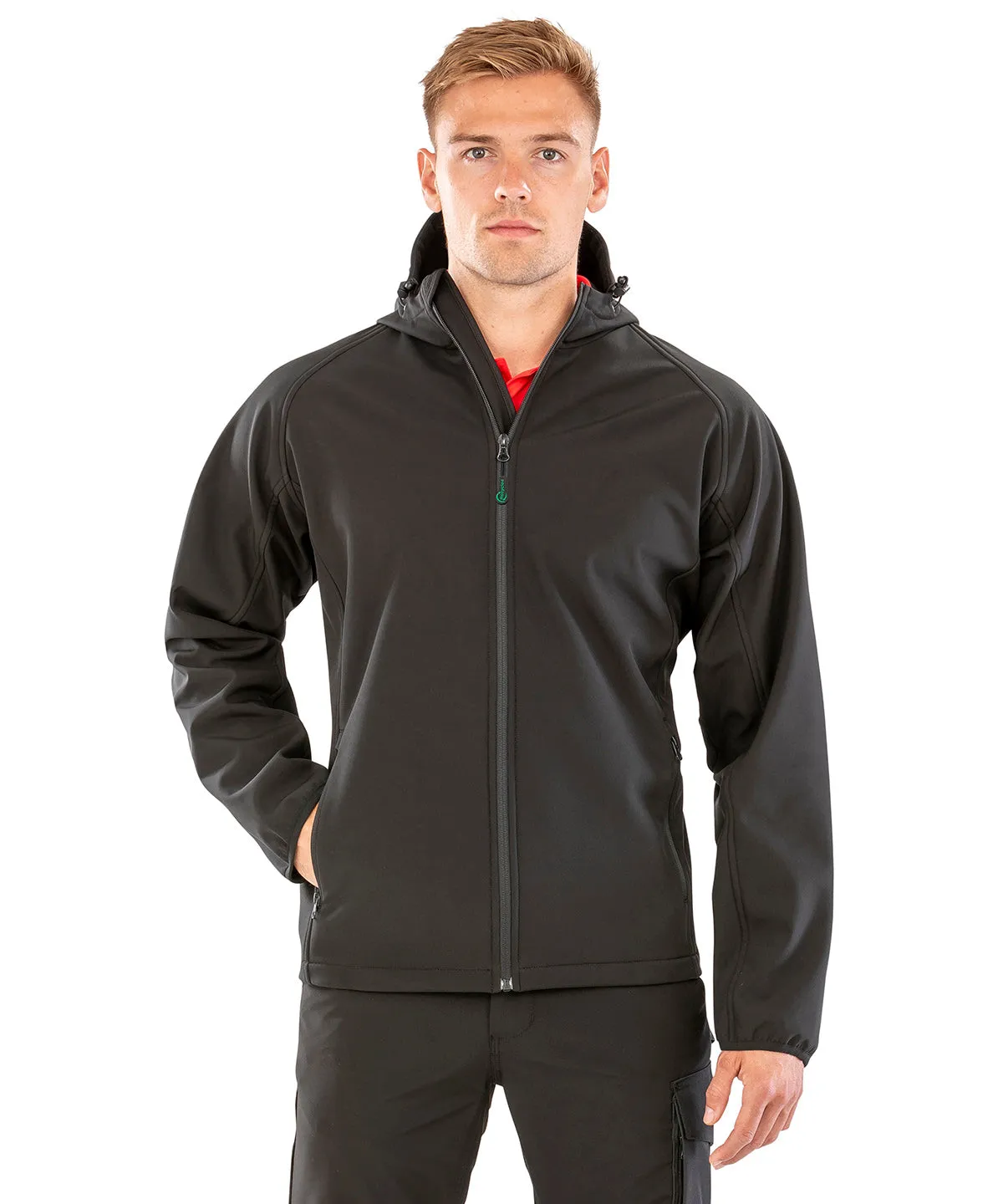 Black - Recycled 3-layer printable hooded softshell