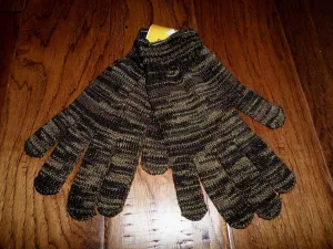 BROWN CAMOUFLAGE  FLEECE GLOVES  MADE IN THE U.S.A  BRONER GLOVE COMPANY