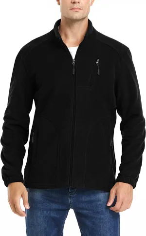 Fleece Jacket Men Lightweight Full-Zip Winter Outdoor Coat for Hiking Camping Running