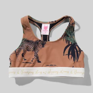 MIRAGE T BAR CROP TOP PALM LEOPARD