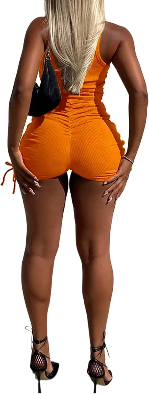 Orange Ribbed Racerback Short Set
