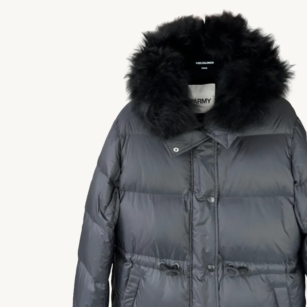 Yves Salomon Waisted Down Coat - Noir