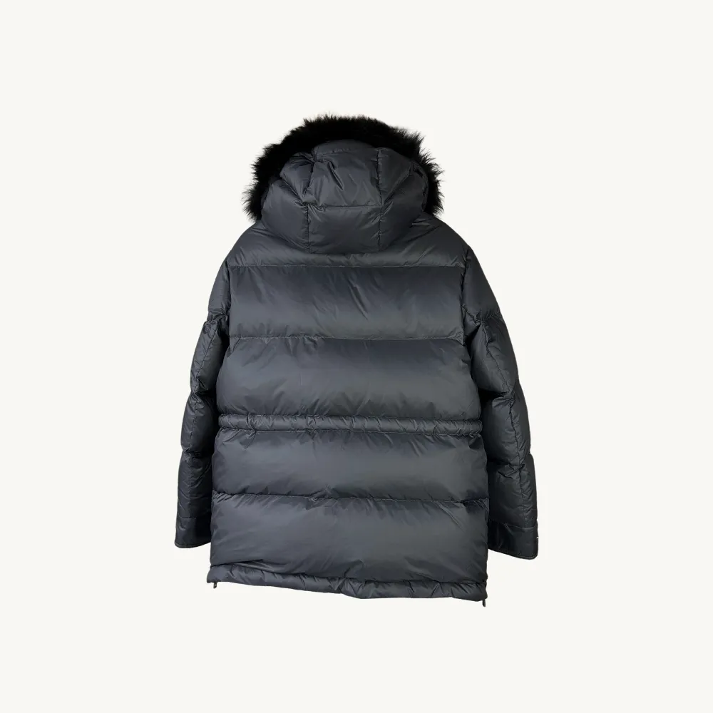 Yves Salomon Waisted Down Coat - Noir